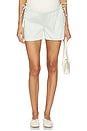 view 2 of 6 The Side Tie Short in Cream & Green Stripe