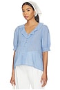 view 1 of 6 The Plaid Lou Lou Nursing Blouse in Light Blue Plaid