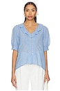 view 2 of 6 The Plaid Lou Lou Nursing Blouse in Light Blue Plaid