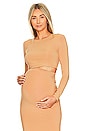 view 1 of 4 The Maternity Body Longsleeve Crop Top in Camel
