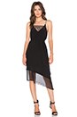 view 1 of 3 ROBE À FINES BRETELLES ASYMMETRICAL SILK & LACE in Black