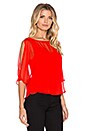 view 2 of 3 Silk Split Sleeve Top in Scarlet