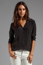 view 1 of 4 Silk Button Front Blouse in Black
