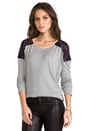 view 1 of 5 Lace Shoulder Top in Light Heather Grey