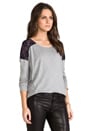 view 2 of 5 Lace Shoulder Top in Light Heather Grey