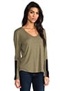 view 2 of 5 Silk Block Sleeve Top in Heather Moss