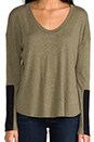 view 3 of 5 Silk Block Sleeve Top in Heather Moss