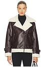 view 1 of 4 Vegan Leather Sherpa Jacket in Black Coffee