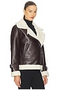 view 2 of 4 Vegan Leather Sherpa Jacket in Black Coffee