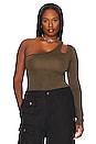 view 2 of 10 X Zoe Costello Asymmetrical Bodysuit in Olive Night