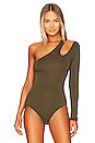 view 3 of 10 X Zoe Costello Asymmetrical Bodysuit in Olive Night