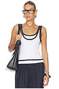view 1 of 4 Layered Tank Top in White & Navy