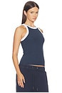 view 2 of 4 Ribbed Racer Tank Top in Navy & White