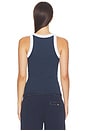 view 3 of 4 Ribbed Racer Tank Top in Navy & White