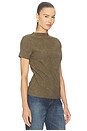 view 2 of 4 Faux Suede Short Sleeve Ruched Top in Washed Green