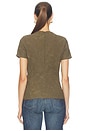 view 4 of 4 Faux Suede Short Sleeve Ruched Top in Washed Green
