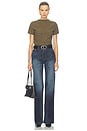 view 5 of 4 Faux Suede Short Sleeve Ruched Top in Washed Green