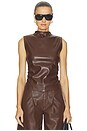 view 1 of 4 Faux Leather Ruched Top in Chicory Coffee