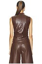 view 4 of 4 Faux Leather Ruched Top in Chicory Coffee