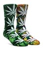 view 1 of 3 Tie Dye Plantlife Crew Socks in Lime & Dark Green, HUF Tie Dye Plantlife Socks in Multi in Lime Dark Green, Multi