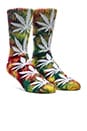 view 2 of 3 Tie Dye Plantlife Crew Socks in Lime & Dark Green, HUF Tie Dye Plantlife Socks in Multi in Lime Dark Green, Multi