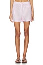 view 1 of 6 Cabana Stripe Embroidered Shorts in Pink