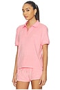 view 2 of 5 Towelling Embroidered Polo in Pink