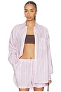 view 1 of 5 Cabana Stripe Embroidered Shirt in Pink