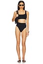 view 4 of 4 High Waist Bikini Bottom in Crinkle Black