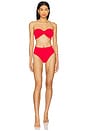 view 4 of 4 High Waist Bikini Bottom in Crinkle Red