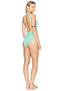 view 1 of 3 Square Neck One Piece Swimsuit in Metallic Mint