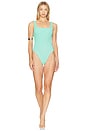 view 2 of 3 Square Neck One Piece Swimsuit in Metallic Mint