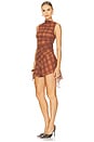 view 3 of 4 ROBE COURTE AMARI in Brown Plaid