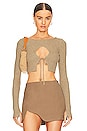view 1 of 4 Lua Cropped Keyhole Sweater in Taupe
