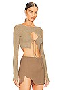 view 2 of 4 Lua Cropped Keyhole Sweater in Taupe