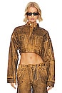 view 1 of 4 Anaisa Oversized Cropped Jacket in Coated Vintage Brown