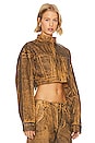view 2 of 4 Anaisa Oversized Cropped Jacket in Coated Vintage Brown