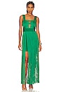 view 1 of 3 Contour Bust Wide Strap Fringe Gown in Cypress