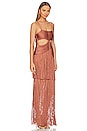 view 2 of 3 Strappy Bandeau Fringe Gown in Terracotta