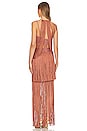 view 3 of 3 Strappy Bandeau Fringe Gown in Terracotta