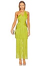 view 1 of 3 Fringe One Shoulder Gown in Lime