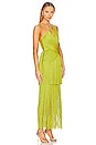 view 2 of 3 Fringe One Shoulder Gown in Lime