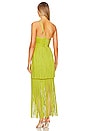 view 3 of 3 Fringe One Shoulder Gown in Lime