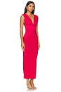 view 2 of 3 Draped Fringe Plunge Gown in Rio Red