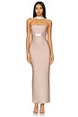 view 1 of 3 Reverse Halter Sequin Bandage Gown in Bare