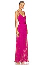 view 2 of 3 Strappy Ottoman Fringe Gown in Magenta
