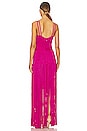 view 3 of 3 Strappy Ottoman Fringe Gown in Magenta