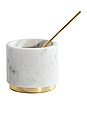 view 1 of 1 Simple Marble and Brass Sugar Pinch Pot in White