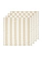 view 1 of 3 Essential Striped Set Of 4 Dinner Napkins in Ivory & Flax