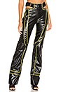 view 1 of 4 Nora Faux Leather Pant in Black & Yellow